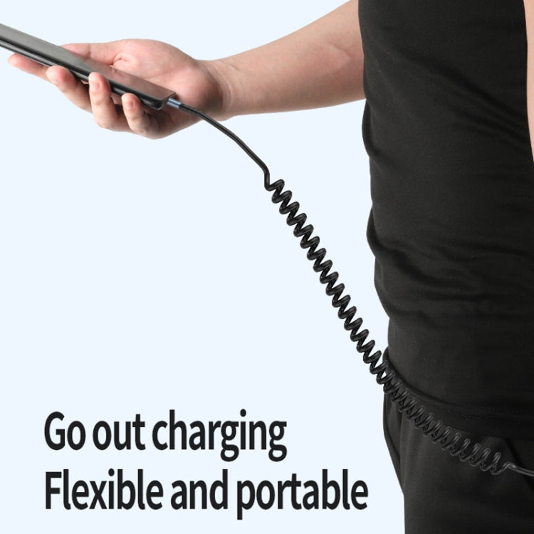 Type-C to 8 Pin + Type-C Elbow Spring Charging Data Cable, Length: 1.5m(Black) by buy2fix