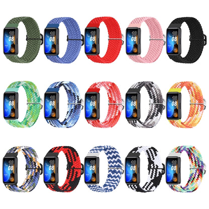 For Huawei Band 8 Nylon Braided Buckle Watch Band(Colorful Black) by buy2fix