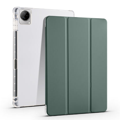 For vivo Pad 11 3-folding Transparent TPU Smart Leather Tablet Case with Pen Slot(Green) - vivo by buy2fix | Online Shopping UK | buy2fix