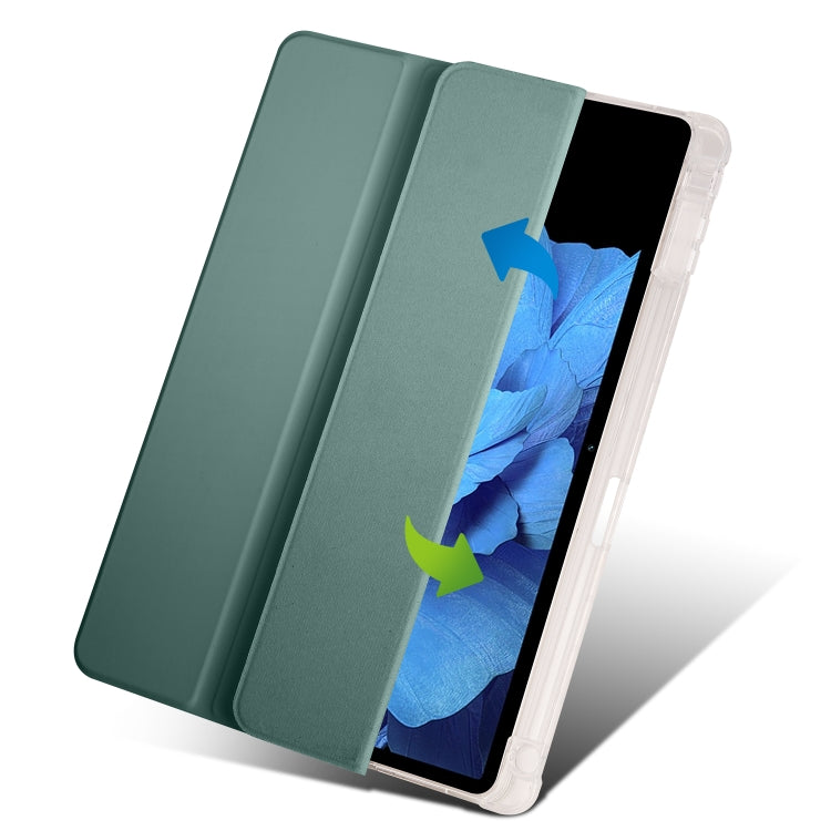 For vivo Pad 11 3-folding Transparent TPU Smart Leather Tablet Case with Pen Slot(Green) - vivo by buy2fix | Online Shopping UK | buy2fix