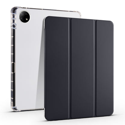 For vivo Pad2 12.1inch 3-folding Transparent TPU Smart Leather Tablet Case with Pen Slot(Black) - vivo by buy2fix | Online Shopping UK | buy2fix