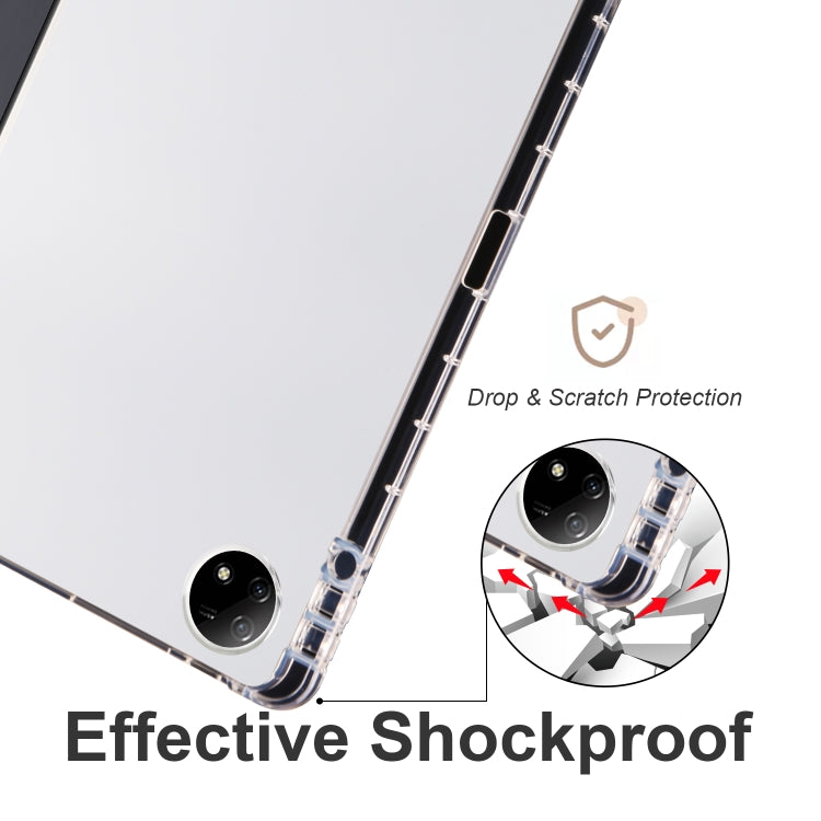 For vivo Pad2 12.1inch 3-folding Transparent TPU Smart Leather Tablet Case with Pen Slot(Black) - vivo by buy2fix | Online Shopping UK | buy2fix