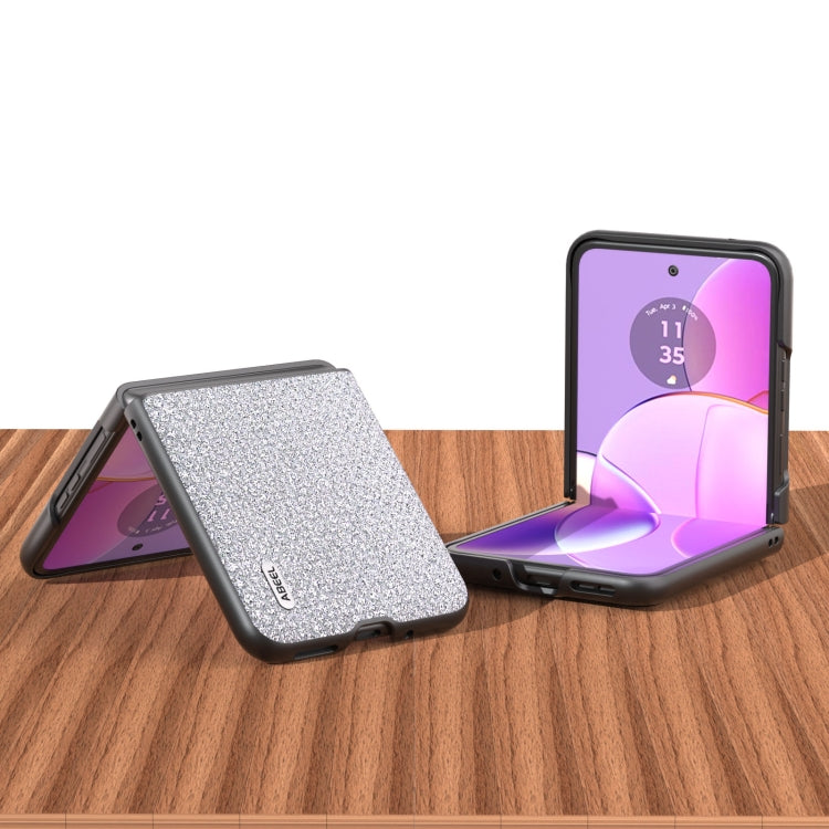 For Motorola Razr 40 ABEEL Diamond Series Black Edge Phone Case(Silver) - Motorola Cases by buy2fix | Online Shopping UK | buy2fix
