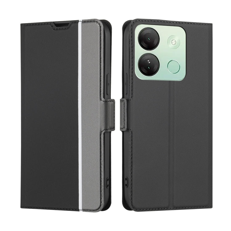 For Infinix Smart 7 HD Twill Texture Side Button Leather Phone Case(Black) - Infinix Cases by buy2fix | Online Shopping UK | buy2fix