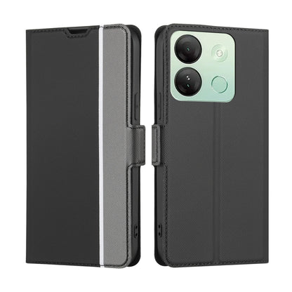 For Infinix Smart 7 HD Twill Texture Side Button Leather Phone Case(Black) - Infinix Cases by buy2fix | Online Shopping UK | buy2fix