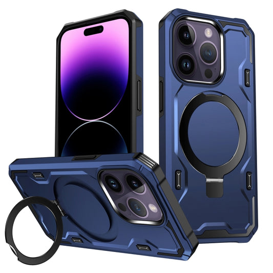 For iPhone 14 Pro Max Patronus MagSafe Magnetic Holder Phone Case(Navy Blue) - iPhone 14 Pro Max Cases by buy2fix | Online Shopping UK | buy2fix