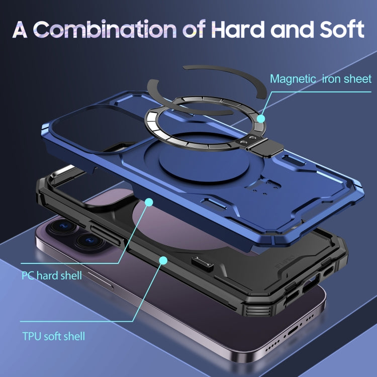 For iPhone 14 Pro Max Patronus MagSafe Magnetic Holder Phone Case(Navy Blue) - iPhone 14 Pro Max Cases by buy2fix | Online Shopping UK | buy2fix