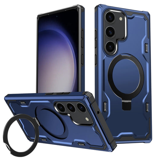 For Samsung Galaxy S23+ 5G Patronus MagSafe Magnetic Holder Phone Case(Navy Blue) - Galaxy S23+ 5G Cases by buy2fix | Online Shopping UK | buy2fix