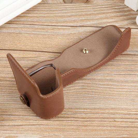 For Canon EOS R8 1/4 inch Thread PU Leather Camera Half Case Base(Coffee) by buy2fix