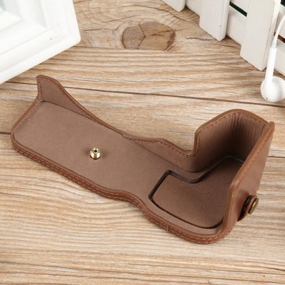 For Canon EOS R8 1/4 inch Thread PU Leather Camera Half Case Base(Coffee) by buy2fix