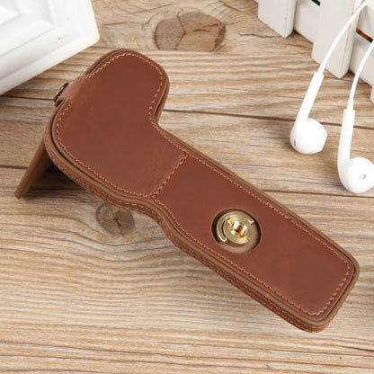 For Canon EOS R8 1/4 inch Thread PU Leather Camera Half Case Base(Coffee) by buy2fix