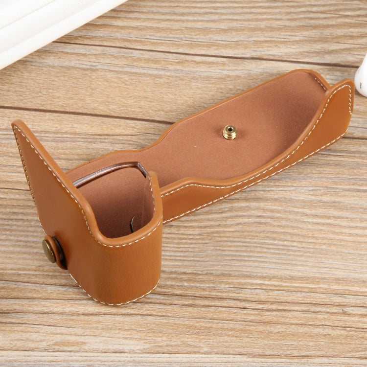 For Canon EOS R8 1/4 inch Thread PU Leather Camera Half Case Base(Brown) by buy2fix