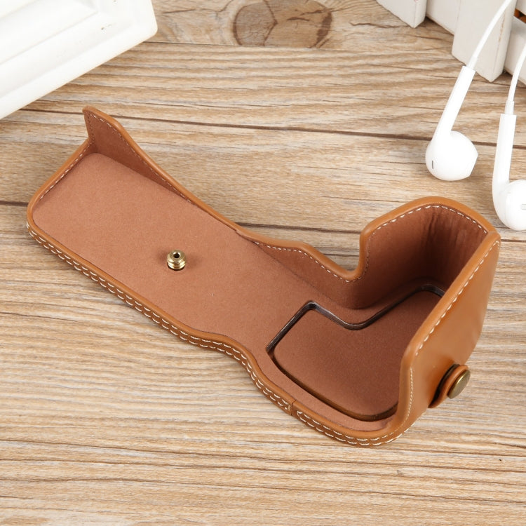 For Canon EOS R8 1/4 inch Thread PU Leather Camera Half Case Base(Brown) by buy2fix