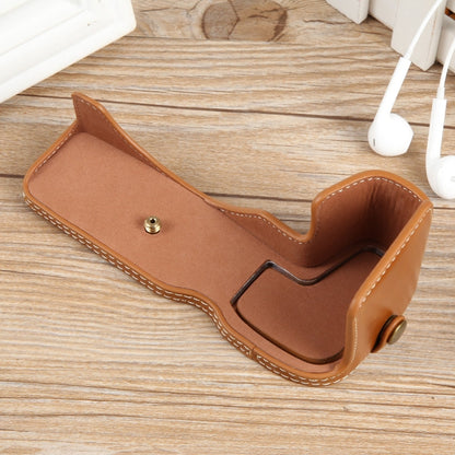 For Canon EOS R8 1/4 inch Thread PU Leather Camera Half Case Base(Brown) by buy2fix