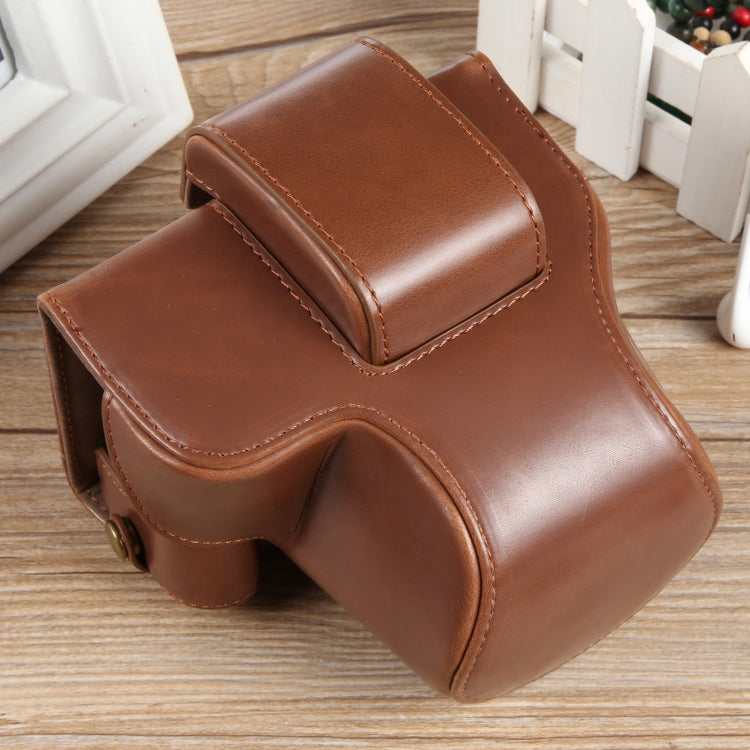 For Canon EOS R50 Full Body Magnetic Leather Camera Case Bag with Strap, Deluxe Edition(Coffee) by buy2fix