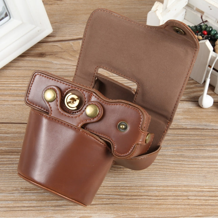 For Canon EOS R50 Full Body Magnetic Leather Camera Case Bag with Strap, Deluxe Edition(Coffee) by buy2fix