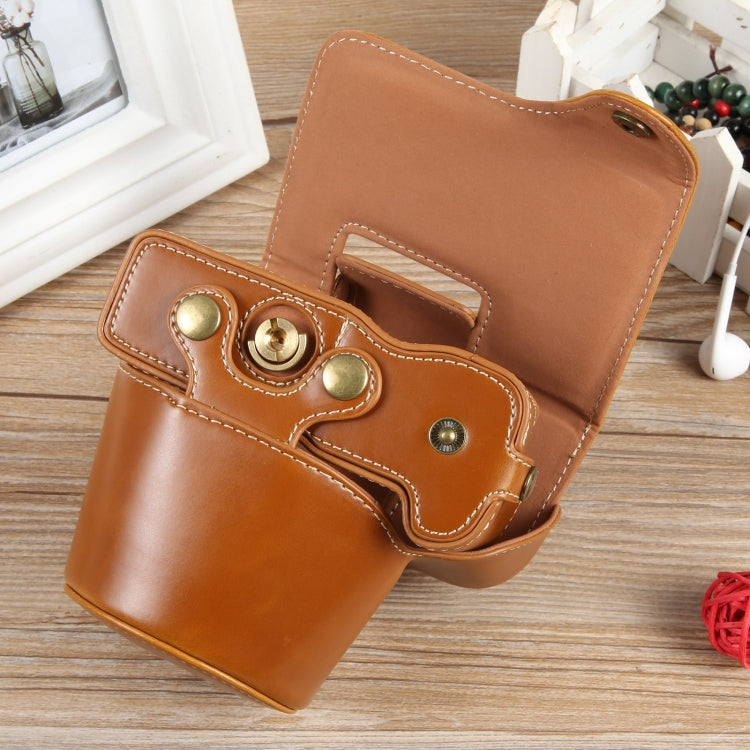 For Canon EOS R50 Full Body Magnetic Leather Camera Case Bag with Strap, Deluxe Edition(Brown) by buy2fix