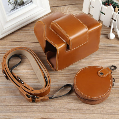 For Canon EOS R50 Full Body Magnetic Leather Camera Case Bag with Strap, Deluxe Edition(Brown) by buy2fix