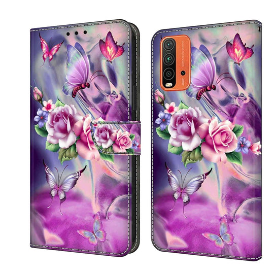 For Xiaomi Redmi 9T Crystal 3D Shockproof Protective Leather Phone Case(Butterfly)