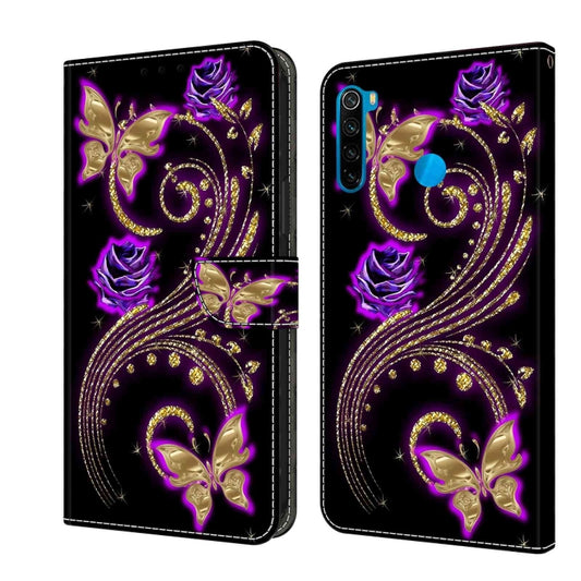 For Xiaomi Redmi Note 8T Crystal 3D Shockproof Protective Leather Phone Case(Purple Flower Butterfly) - Xiaomi Cases by buy2fix | Online Shopping UK | buy2fix