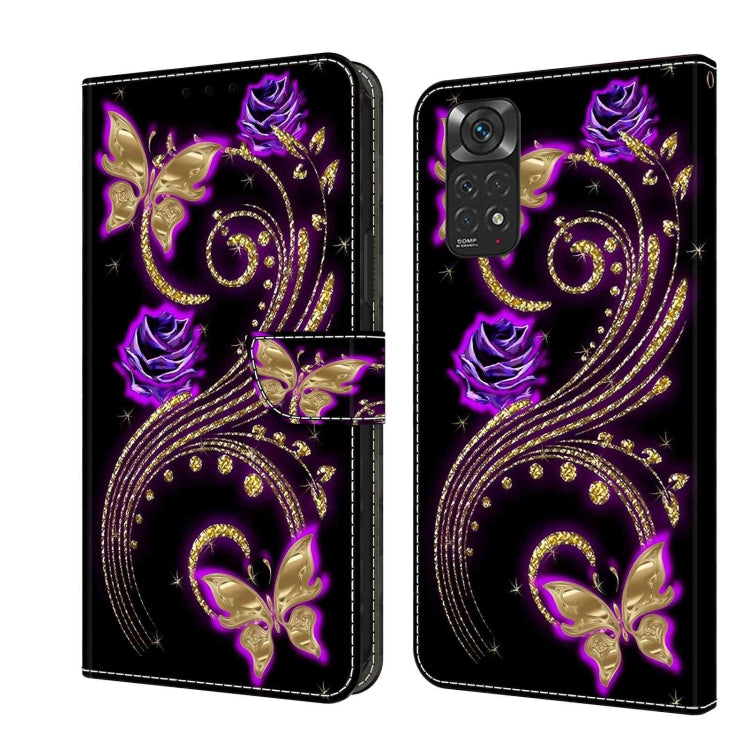 For Xiaomi Redmi Note 11 Global Crystal 3D Shockproof Protective Leather Phone Case(Purple Flower Butterfly) - Xiaomi Cases by buy2fix | Online Shopping UK | buy2fix