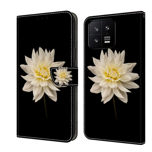 For Xiaomi 13 Crystal 3D Shockproof Protective Leather Phone Case(White Flower) - Xiaomi Cases by buy2fix | Online Shopping UK | buy2fix