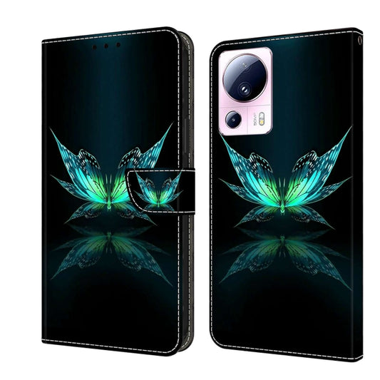 For Xiaomi 13 Lite Crystal 3D Shockproof Protective Leather Phone Case(Reflection Dutterfly) - Xiaomi Cases by buy2fix | Online Shopping UK | buy2fix