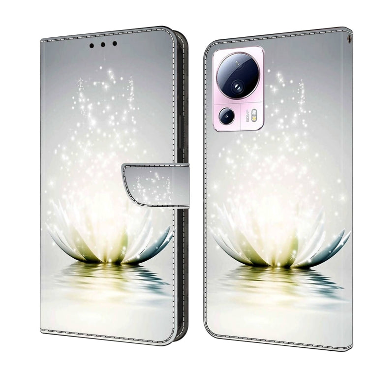 For Xiaomi 13 Lite Crystal 3D Shockproof Protective Leather Phone Case(Light Lotus) - Xiaomi Cases by buy2fix | Online Shopping UK | buy2fix
