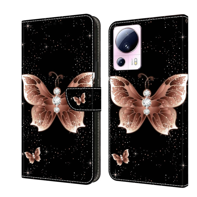 For Xiaomi 13 Lite Crystal 3D Shockproof Protective Leather Phone Case(Pink Diamond Butterfly) - Xiaomi Cases by buy2fix | Online Shopping UK | buy2fix
