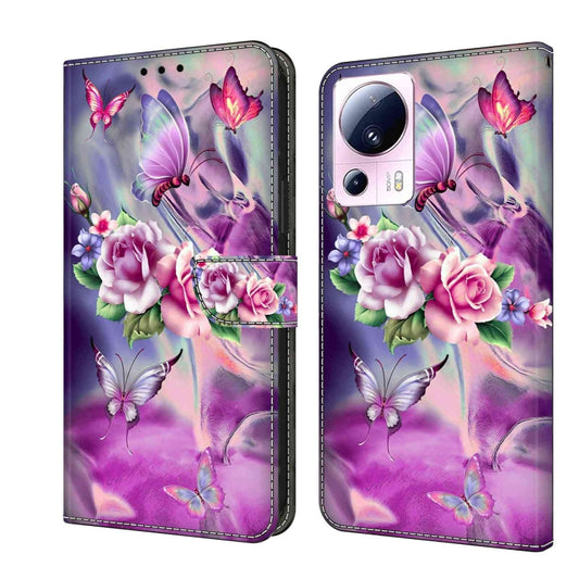 For Xiaomi 13 Lite Crystal 3D Shockproof Protective Leather Phone Case(Butterfly) - Xiaomi Cases by buy2fix | Online Shopping UK | buy2fix