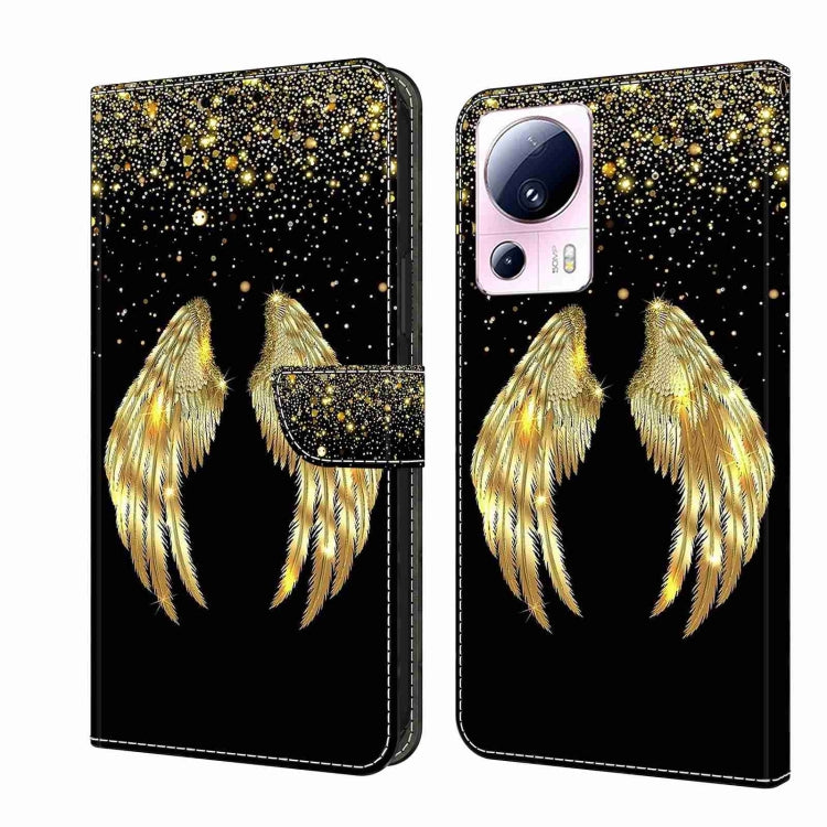 For Xiaomi 13 Lite Crystal 3D Shockproof Protective Leather Phone Case(Golden Wings) - Xiaomi Cases by buy2fix | Online Shopping UK | buy2fix
