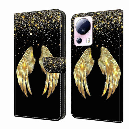 For Xiaomi 13 Lite Crystal 3D Shockproof Protective Leather Phone Case(Golden Wings) - Xiaomi Cases by buy2fix | Online Shopping UK | buy2fix