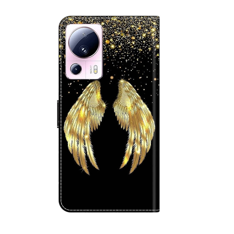 For Xiaomi 13 Lite Crystal 3D Shockproof Protective Leather Phone Case(Golden Wings) - Xiaomi Cases by buy2fix | Online Shopping UK | buy2fix