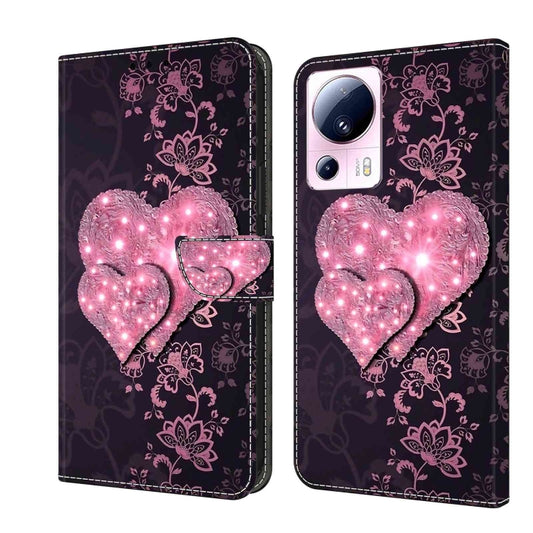 For Xiaomi 13 Lite Crystal 3D Shockproof Protective Leather Phone Case(Lace Love) - Xiaomi Cases by buy2fix | Online Shopping UK | buy2fix