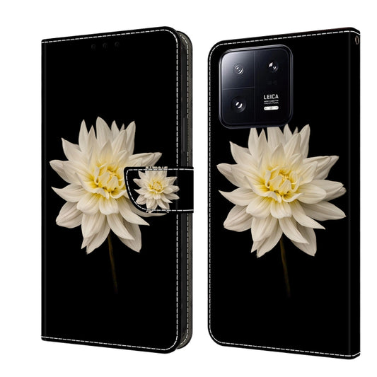 For Xiaomi 13 Pro Crystal 3D Shockproof Protective Leather Phone Case(White Flower) - Xiaomi Cases by buy2fix | Online Shopping UK | buy2fix