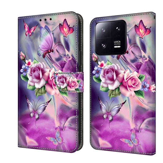 For Xiaomi 13 Pro Crystal 3D Shockproof Protective Leather Phone Case(Butterfly) - Xiaomi Cases by buy2fix | Online Shopping UK | buy2fix