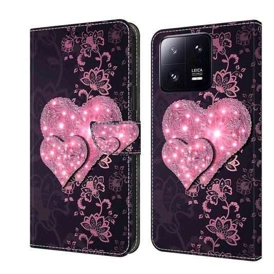 For Xiaomi 13 Pro Crystal 3D Shockproof Protective Leather Phone Case(Lace Love) - Xiaomi Cases by buy2fix | Online Shopping UK | buy2fix