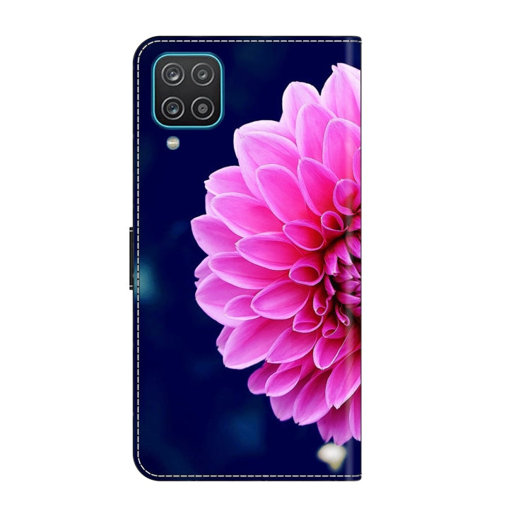 For Samsung Galaxy A12 4G / 5G Crystal 3D Shockproof Protective Leather Phone Case(Pink Petals) by buy2fix