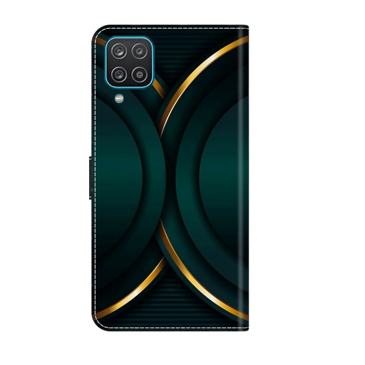 For Samsung Galaxy A12 4G / 5G Crystal 3D Shockproof Protective Leather Phone Case(Gold Outline) by buy2fix