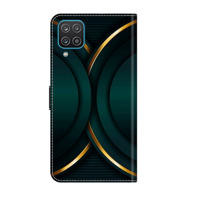 For Samsung Galaxy A12 4G / 5G Crystal 3D Shockproof Protective Leather Phone Case(Gold Outline) by buy2fix