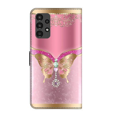 For Samsung Galaxy A13 4G / 5G / A04S Crystal 3D Shockproof Protective Leather Phone Case(Pink Bottom Butterfly) by buy2fix