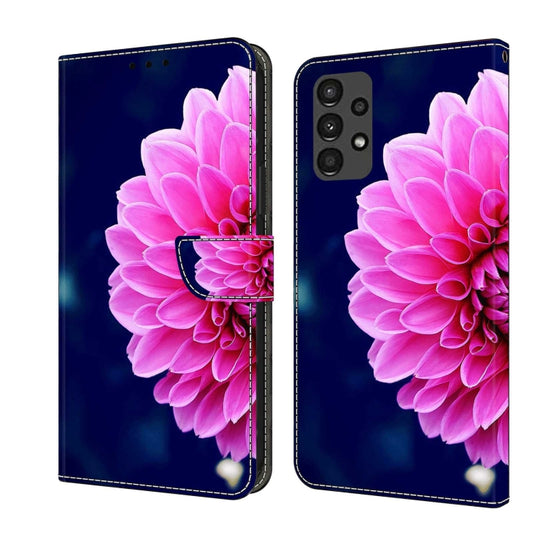 For Samsung Galaxy A13 4G / 5G / A04S Crystal 3D Shockproof Protective Leather Phone Case(Pink Petals) by buy2fix