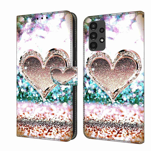 For Samsung Galaxy A13 4G / 5G / A04S Crystal 3D Shockproof Protective Leather Phone Case(Pink Diamond Heart) by buy2fix