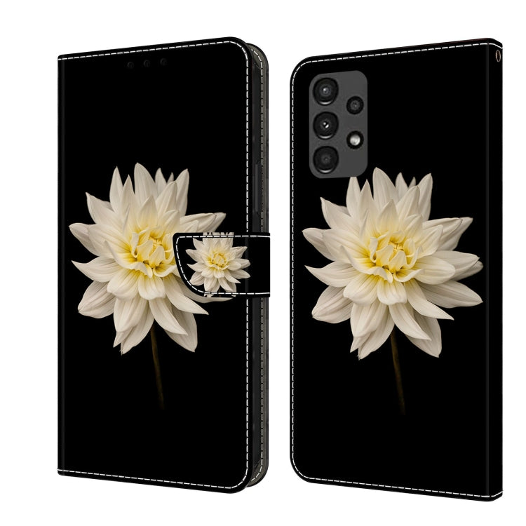 For Samsung Galaxy A13 4G / 5G / A04S Crystal 3D Shockproof Protective Leather Phone Case(White Flower) by buy2fix