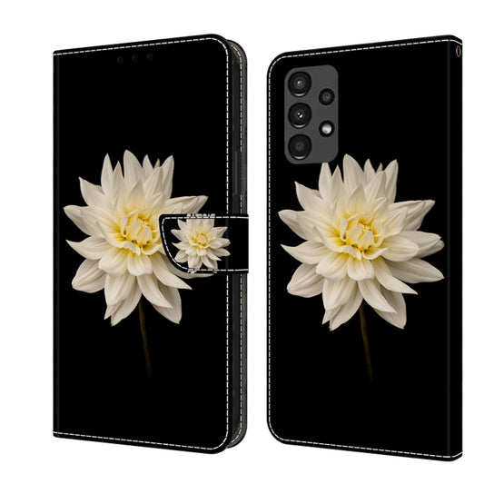 For Samsung Galaxy A13 4G / 5G / A04S Crystal 3D Shockproof Protective Leather Phone Case(White Flower) by buy2fix