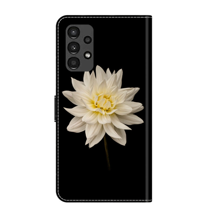 For Samsung Galaxy A13 4G / 5G / A04S Crystal 3D Shockproof Protective Leather Phone Case(White Flower) by buy2fix
