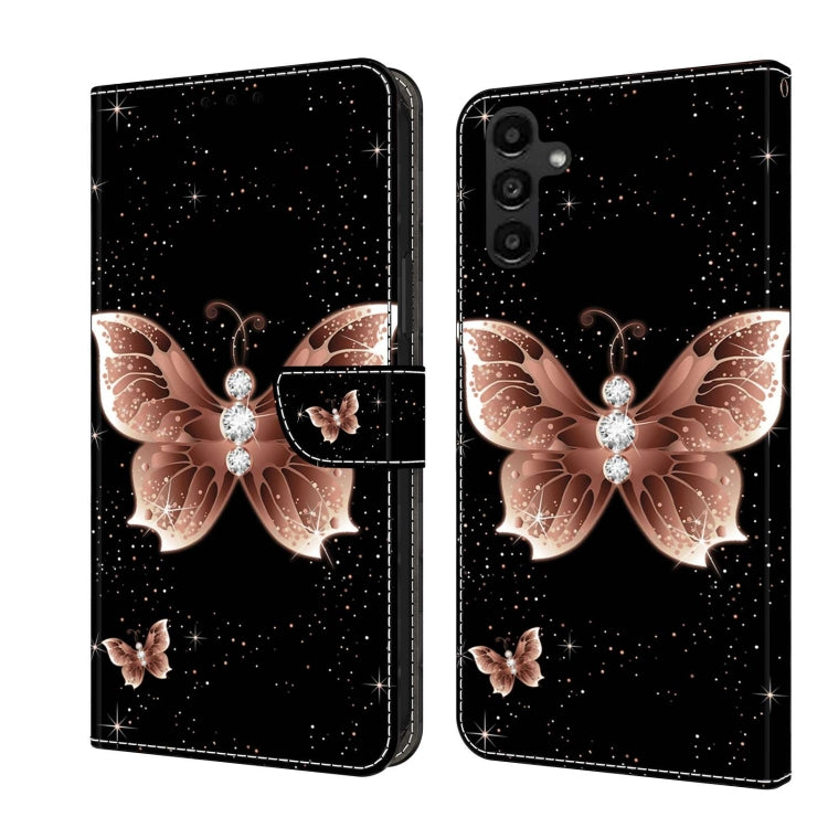 For Samsung Galaxy A14 4G / 5G Crystal 3D Shockproof Protective Leather Phone Case(Pink Diamond Butterfly) by buy2fix