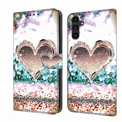 For Samsung Galaxy A14 4G / 5G Crystal 3D Shockproof Protective Leather Phone Case(Pink Diamond Heart) by buy2fix
