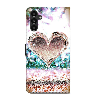 For Samsung Galaxy A14 4G / 5G Crystal 3D Shockproof Protective Leather Phone Case(Pink Diamond Heart) by buy2fix