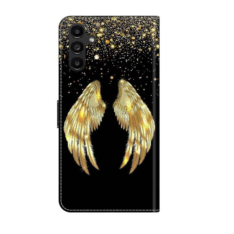 For Samsung Galaxy A14 4G / 5G Crystal 3D Shockproof Protective Leather Phone Case(Golden Wings) by buy2fix